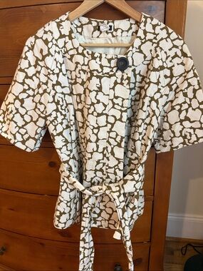 J. Crew brown and cream Patterned Belted Blazer